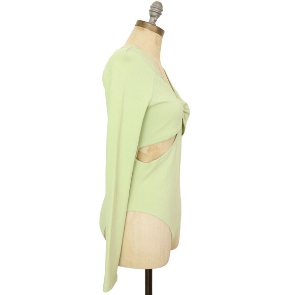TOPSHOP O-ring Cutout Long Sleeve Bodysuit US 8-10 (UK M) Light Green NEW B21 - Picture 3 of 6